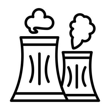 Fabrika simgesi, basit vektör çizimi, Hava kirliliği konsepti