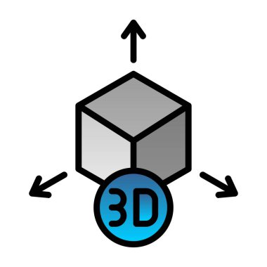 3d renk vektör çizimi, 3d yazdırma konsepti simgesi