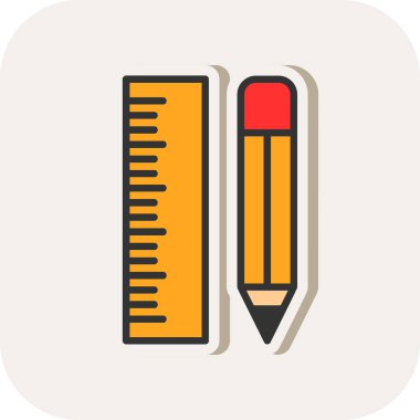 Cetvel ve kalem grafik vektör çizimi