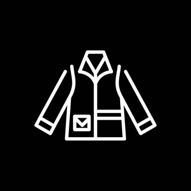 Ceket ikonu vektörü web ve mobil uygulama tasarımınız, ceket logosu konseptiniz için beyaz arkaplanda izole edildi