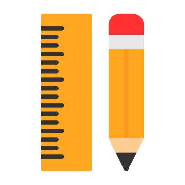 Cetvel ve kalem grafik vektör çizimi