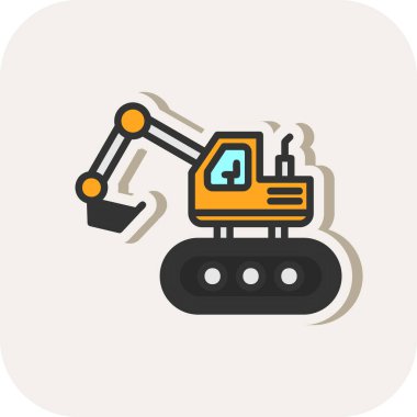 Escavator web simgesi, vektör illüstrasyonu