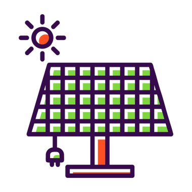 Güneş enerjisi paneli vektör illüstrasyonu
