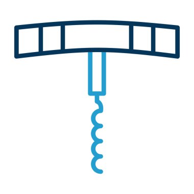 Tirbuşon yassı simgesi, vektör illüstrasyonu 