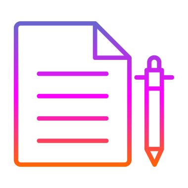 belge ve kalem. Web simgesi basit illüstrasyon