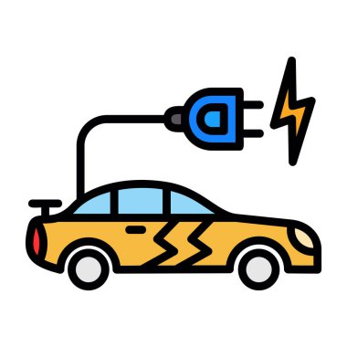 araba şarj simgesi, vektör illüstrasyonu