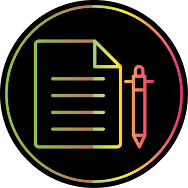 belge ve kalem. Web yuvarlak simgesi basit illüstrasyon