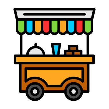 Basit yemek arabası simgesi, vektör illüstrasyonu