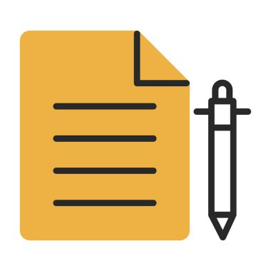 belge ve kalem. Web simgesi basit illüstrasyon