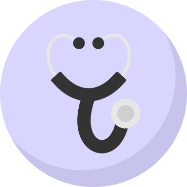 Kardiyoloji, steteskop vektör simgesi, illüstrasyon 