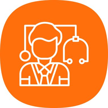 Kulaklık ve dizüstü bilgisayarı olan bir adamın vektör çizimi