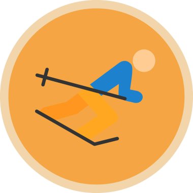 Basit düz kayakçı simgesi vektör çizimi