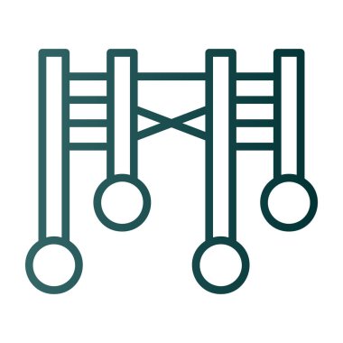 Halat çizgisi simgesi olan tahta çubuklar, konsept vektörü, beyaz arkaplanda ana hat işareti, taslak illüstrasyon.