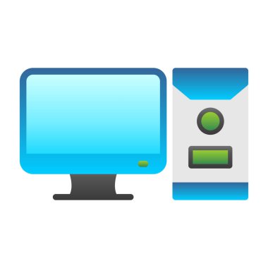 bilgisayar vektörü düz renk simgesi  