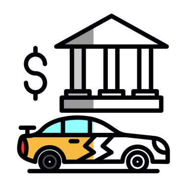 araba sigorta simgesi renk çizgisi vektörü