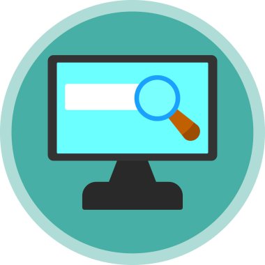 Büyüteç simgesi, düz stil, arama sembolü. Vektör illüstrasyonu