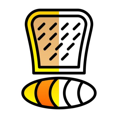 ekmek ekmeği yuvarlama simgesi renk ana hatları vektörü