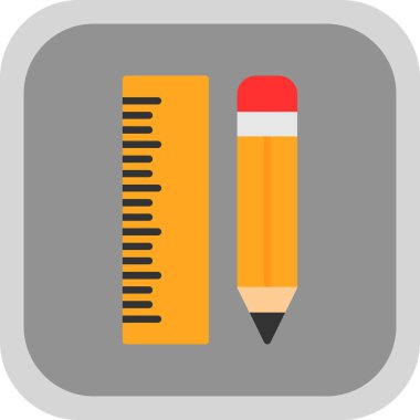 Cetvel ve kalem renkli ikon vektör çizimi