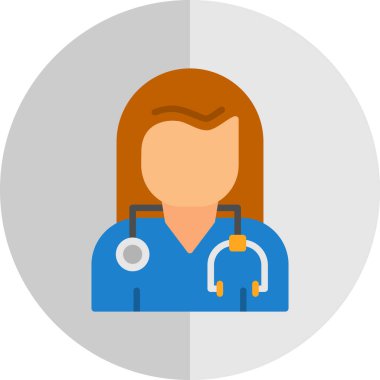 Kadın doktor çizgisi simgesi, vektör illüstrasyonu  