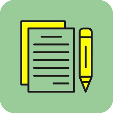 belge ve kalem. Web simgesi basit illüstrasyon