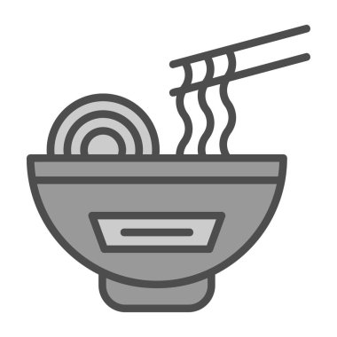 Bir kase pirinç eriştesi ikonu, taslak tarzı.