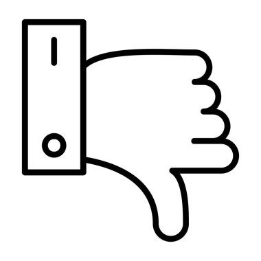 Başparmak aşağı simge ana hatları vektörü. el başparmağı