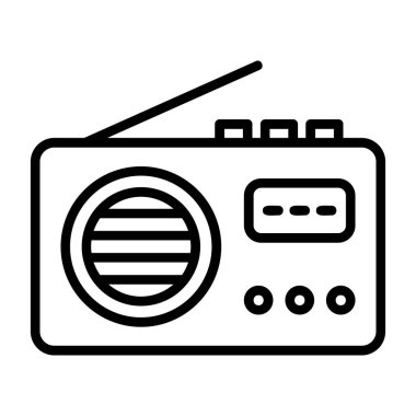 radyo ikon vektörü. İnce çizgi işareti. İzole edilmiş kontür sembolü gösterimi