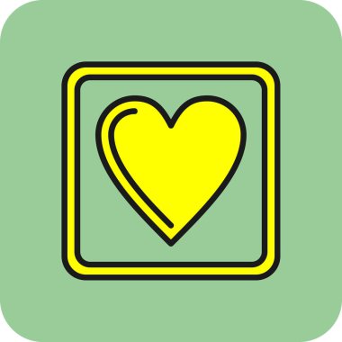 düz kalp simgesi, vektör illüstrasyonu, tasarım ögesi