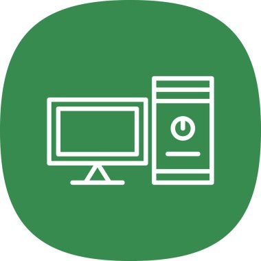 bilgisayar vektörü düz renk simgesi  