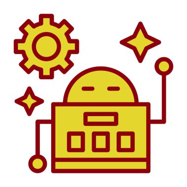 robot düz simgesi, vektör illüstrasyonu