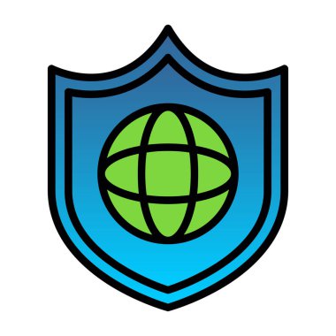 küresel koruma simgesi, vektör tasarımı 