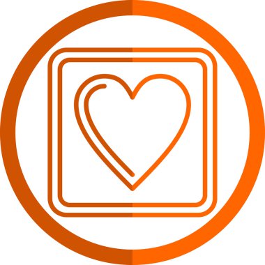 Yuvarlak kalp simgesi seviyorum. Vektör çizim tarzı daire, portakal rengi, beyaz arka plan içinde düz ikonik sembolü olduğunu.