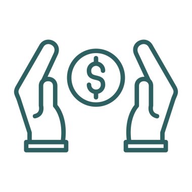 Dolar sembolü simge çizimi olan para eli