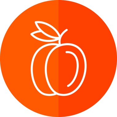 Şeftali simgesi vektör çizimi düz tasarım