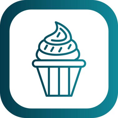 Lezzetli cupcake düz vektör simgesi                         