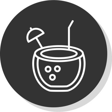 Hindistan cevizi içeceği. Web simgesi vektör illüstrasyonu