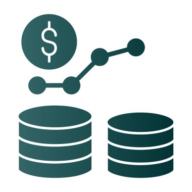 veritabanı vektör simgesi. biçim iki renkli düz sembol, gri ve cyan renkler, yuvarlak açılar, beyaz arkaplan.