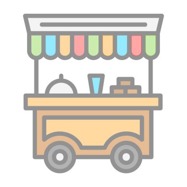 Basit yemek arabası simgesi, vektör illüstrasyonu