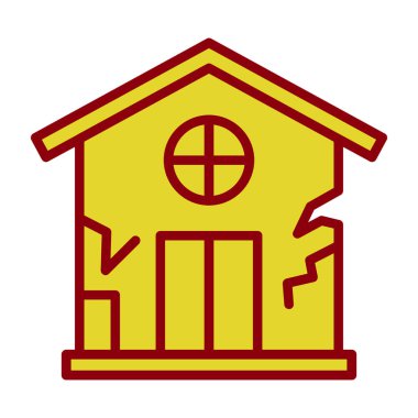 Hasarlı ev simgesi. taslak ev vektör illüstrasyonu 