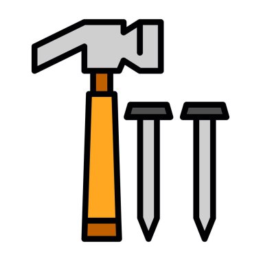 Çekiç ve çivi ikon vektör çizimi                                      