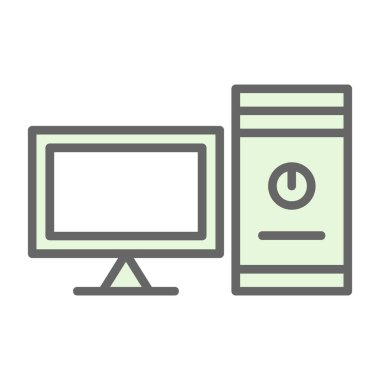 bilgisayar vektörü düz renk simgesi  