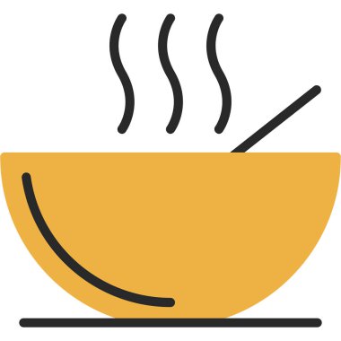 Çorba ikonu doldurulmuş, taslak şeklinde.