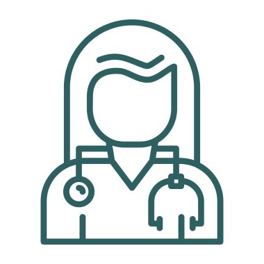 Kadın doktor çizgisi simgesi, vektör illüstrasyonu  