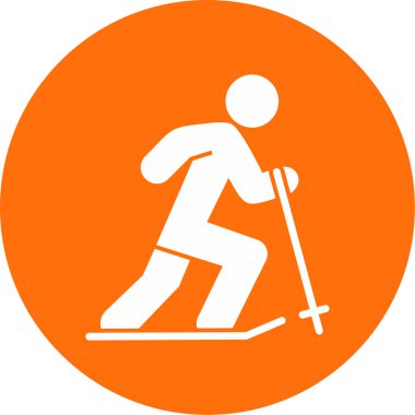 Yaratıcı düz kayakçı simgesi vektör çizimi