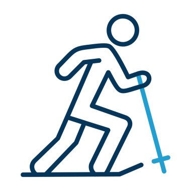 Yaratıcı düz kayakçı simgesi vektör çizimi