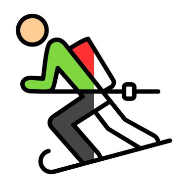 kayak ekstrem spor simgesi renk ana hatları vektörü