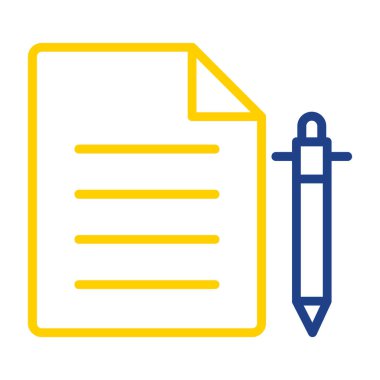 belge ve kalem. Web simgesi basit illüstrasyon