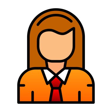 İş kadını avatar simgesi, vektör illüstrasyonu 