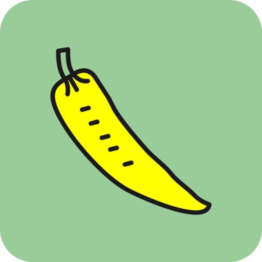 Sıcak Biber Vektörü Düz Simgesi, vektör illüstrasyonu 