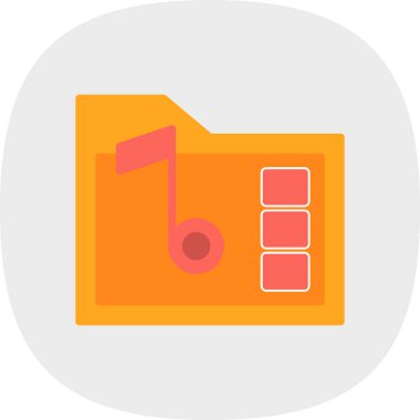 Müzik klasörü. Web simgesi basit illüstrasyon